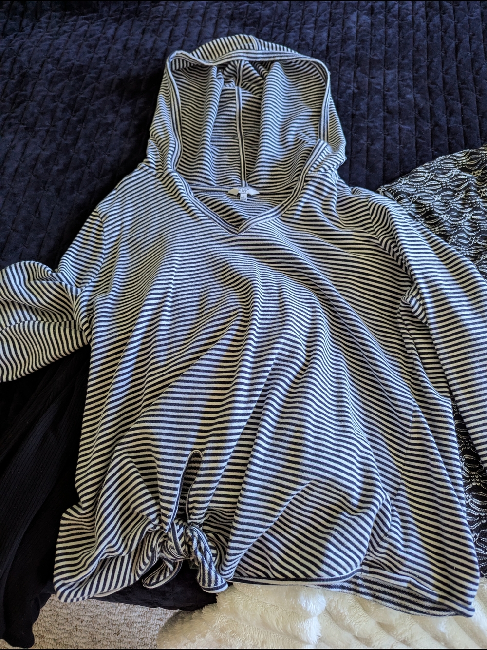 Ruby Rd. Black & White Top & Crown & Ivy Striped Hooded Long-Sleeve Top - Picture 5 of 5